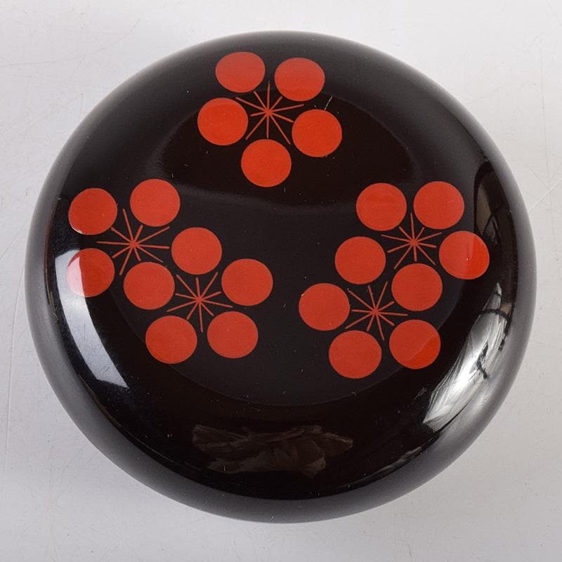 茶道具　塗師　中村宗哲作　織部好　梅鉢香合　松尾流不染斎極め箱　D　R8515