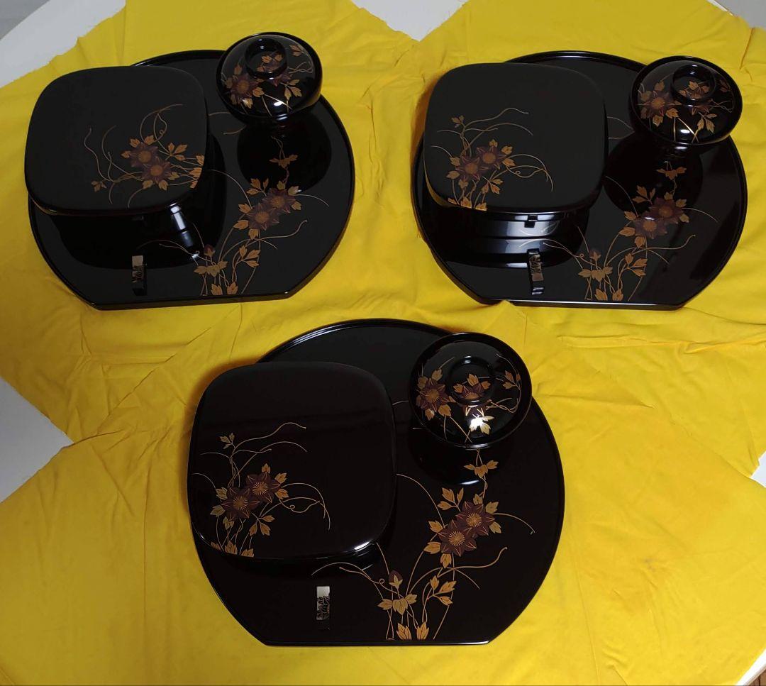 輪島塗　鉄仙蒔絵　おもてなし揃　3客セット