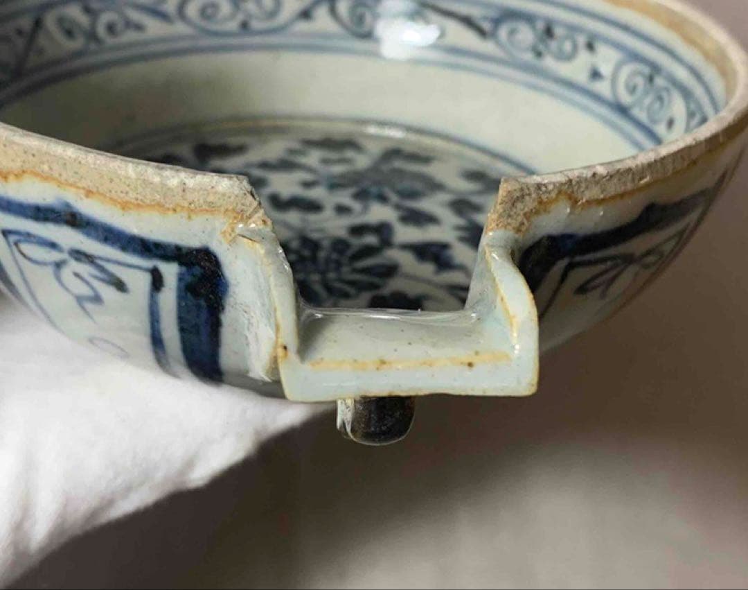 中国 染付花の絵片口　f2250905