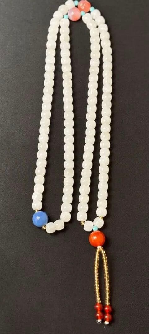 天然 和田玉白玉ネックレス 古美術品【#YS0060】