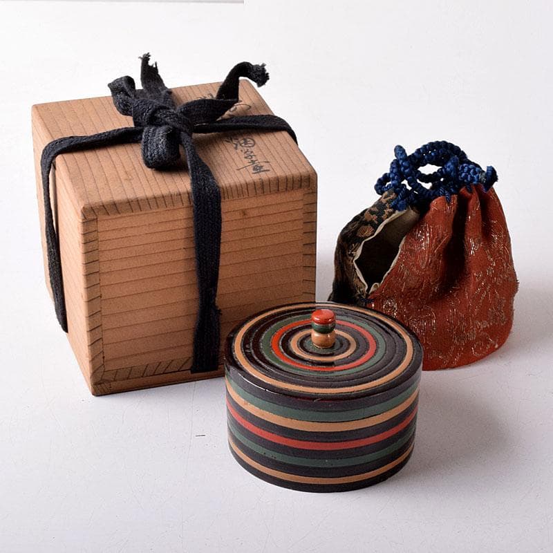 茶道具　漆塗　独楽塗　煙草壷　仕覆　書付箱　V　7680