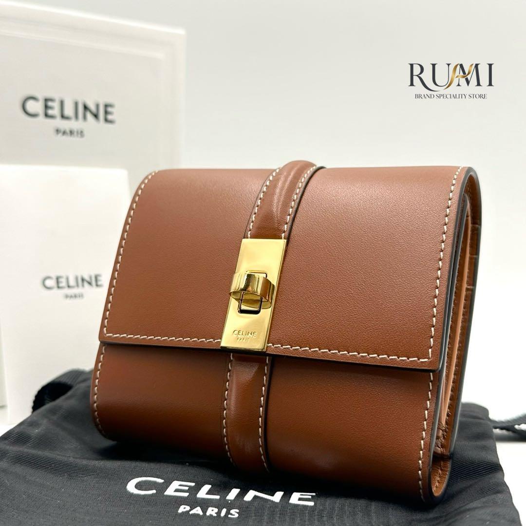 極美品/付属品完備✨セリーヌ スモール トリフォールドウォレット16 セーズ 茶