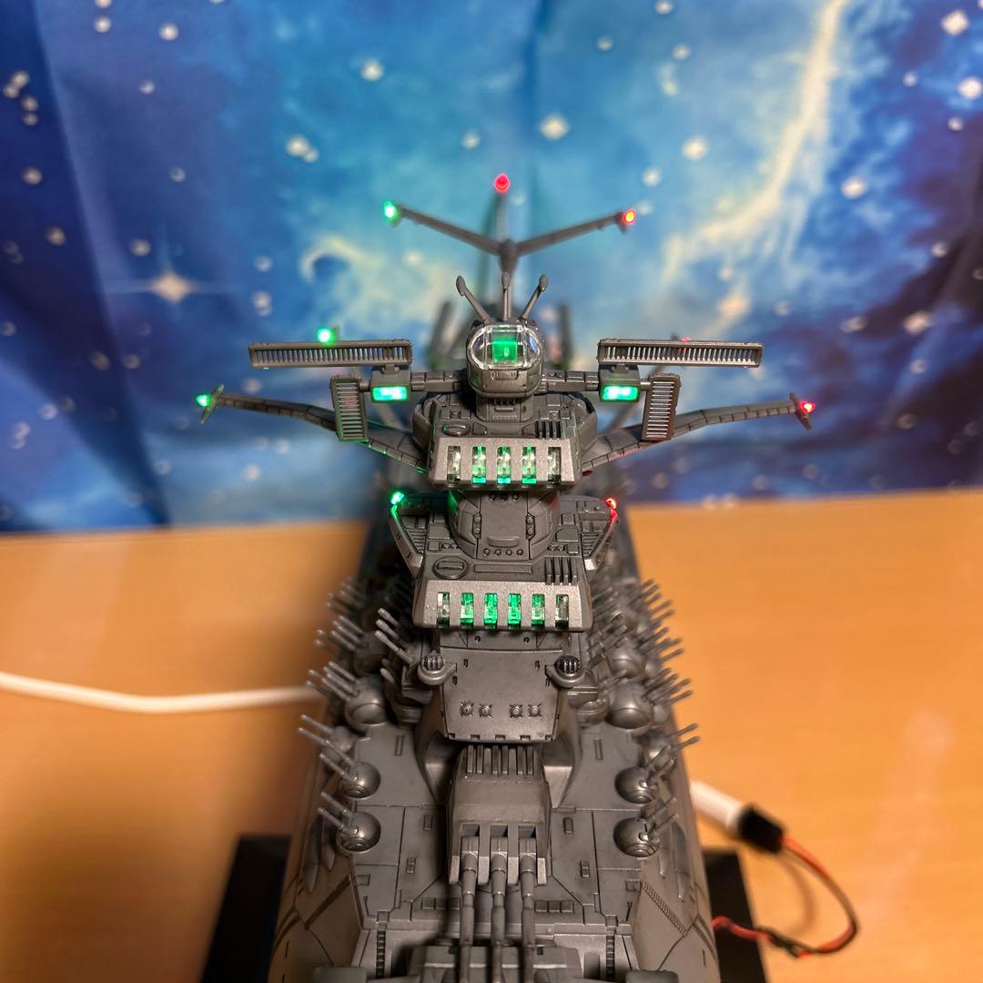 T*i様 宇宙戦艦ヤマト 1/500 フル電飾！完成品。墨入れ済みつや消し塗装済