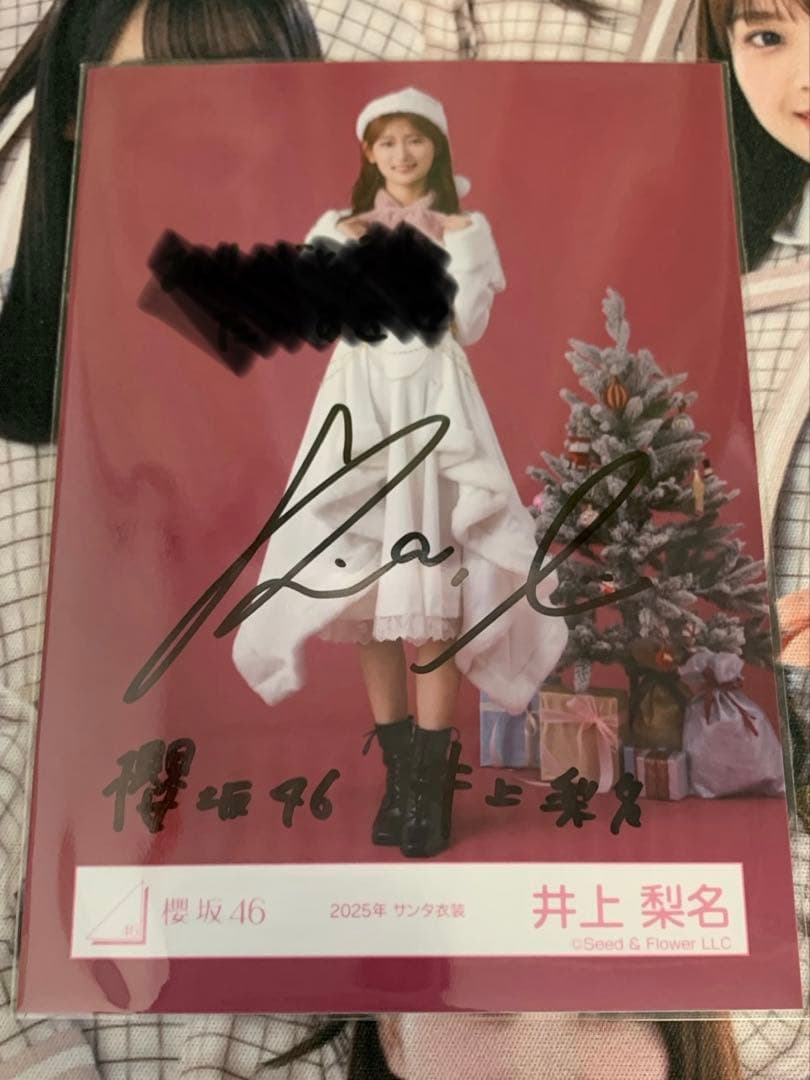 櫻坂46 井上梨名　2025年 サンタ衣装 ヒキ 直筆サイン