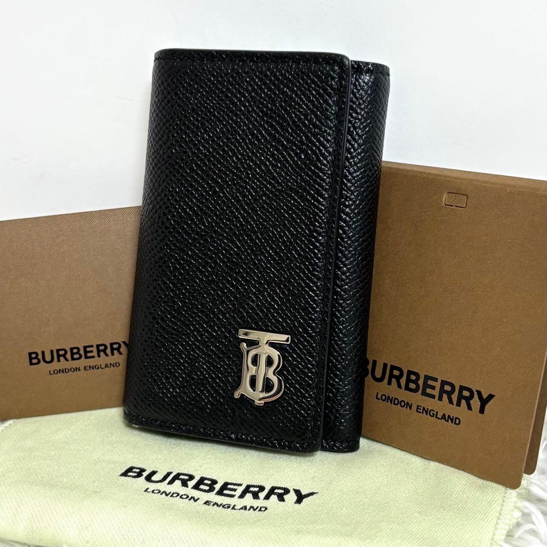 【極美品】 バーバリー キーケース TBロゴ サフィアーノレザー 6連 ブラック