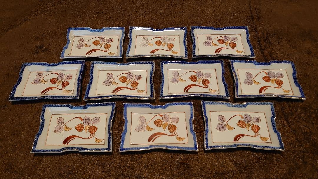 古伊万里　伊万里　色絵　角皿　菓子皿　１０客