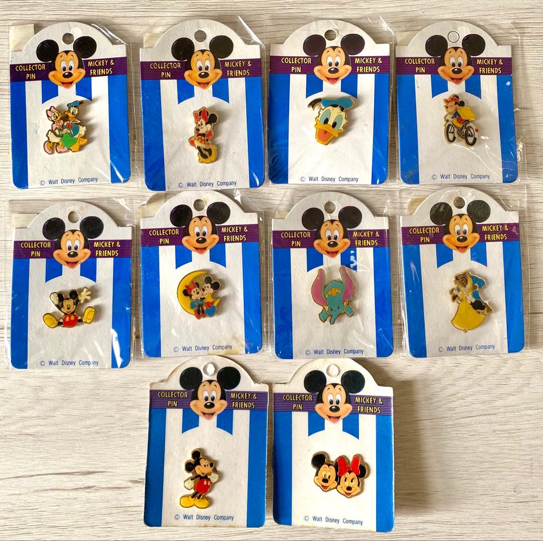 ビンテージ 台湾製 ディズニー ピン10個セット 未開封台紙付き