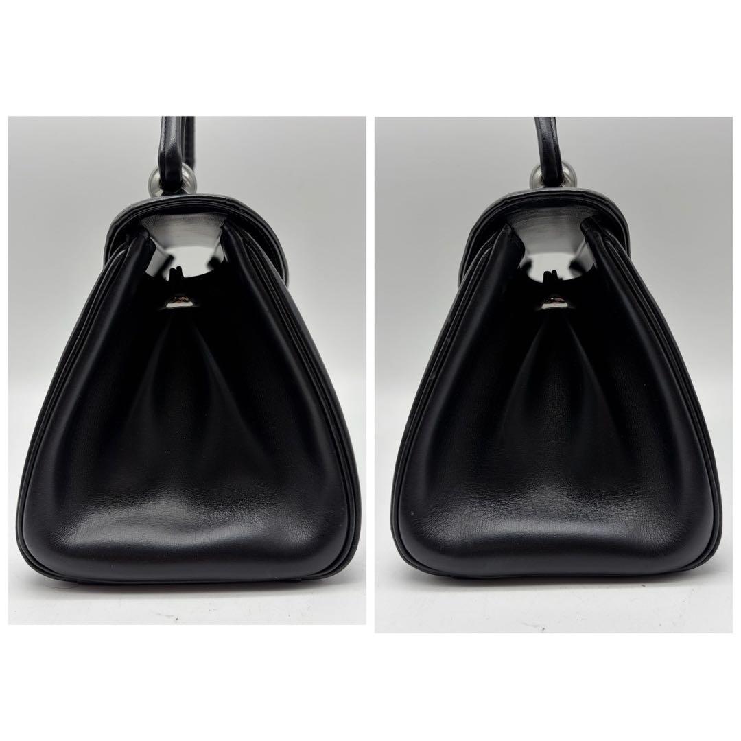 ハマノ　濱野皮革工藝　ハンドバッグ　フォーマル　ロイヤルスタンド レザー 黒