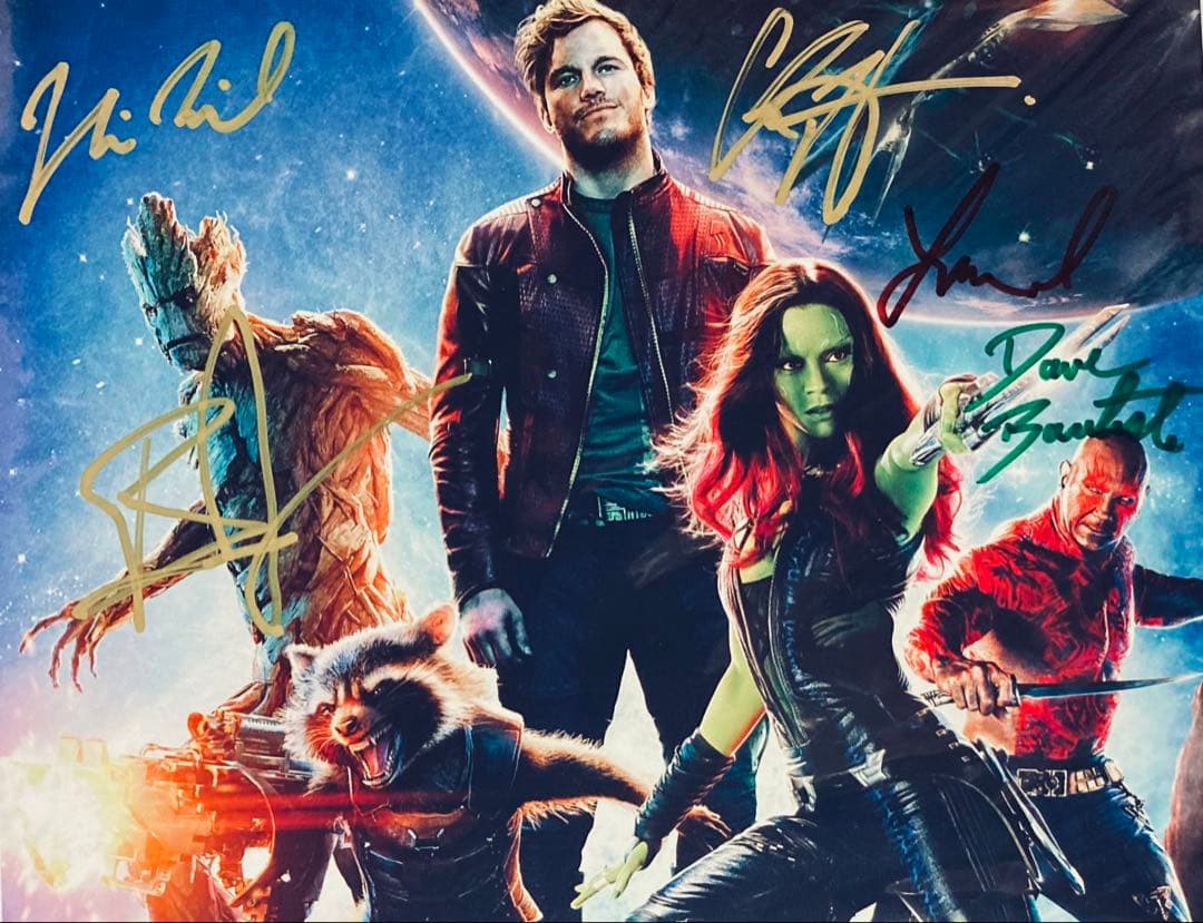 ガーディアンズ・オブ・ギャラクシー　クリス・プラット 他5人 直筆サイン入り写真