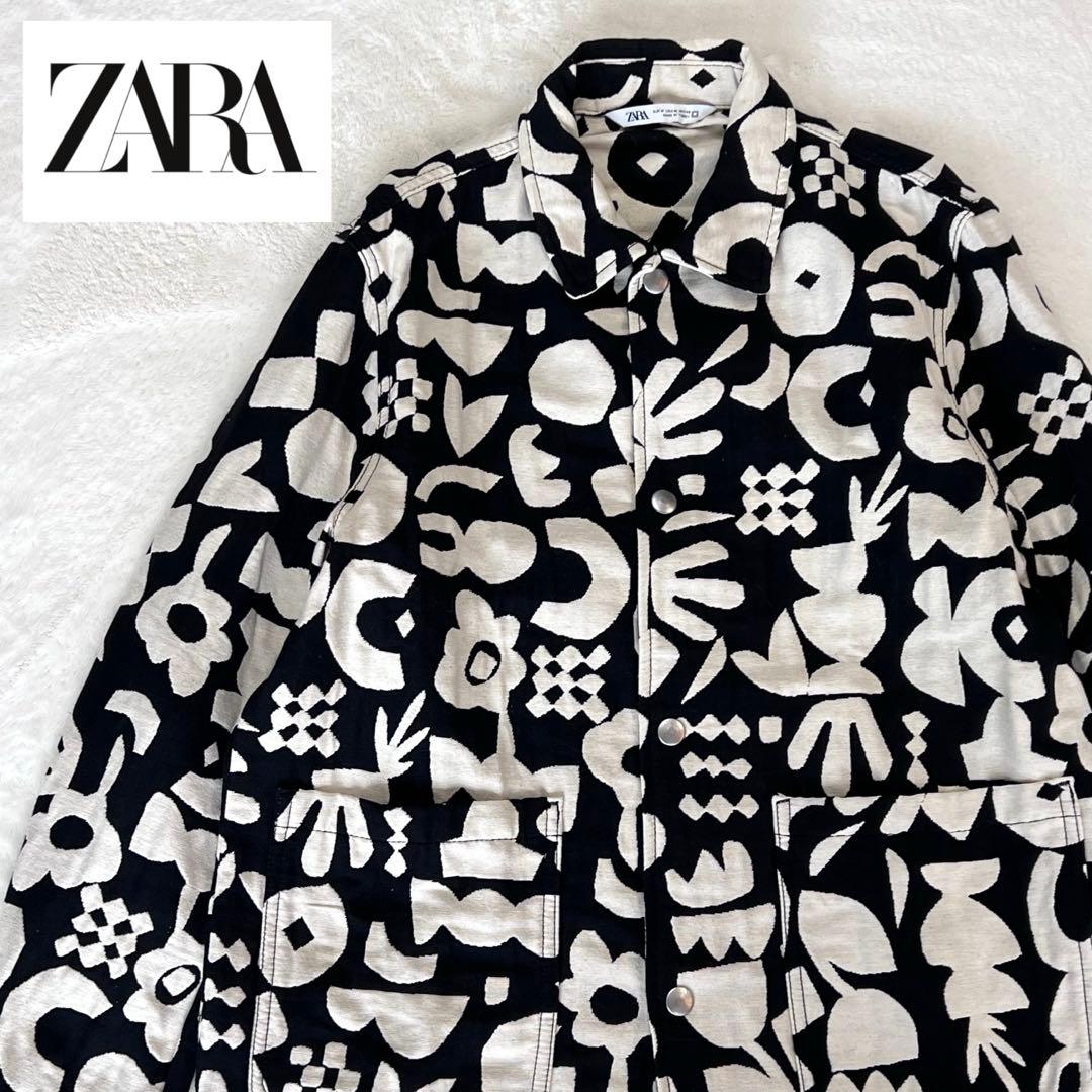 【希少】ZARA 赤西仁着用ジャケット 白黒 総柄 メンズM