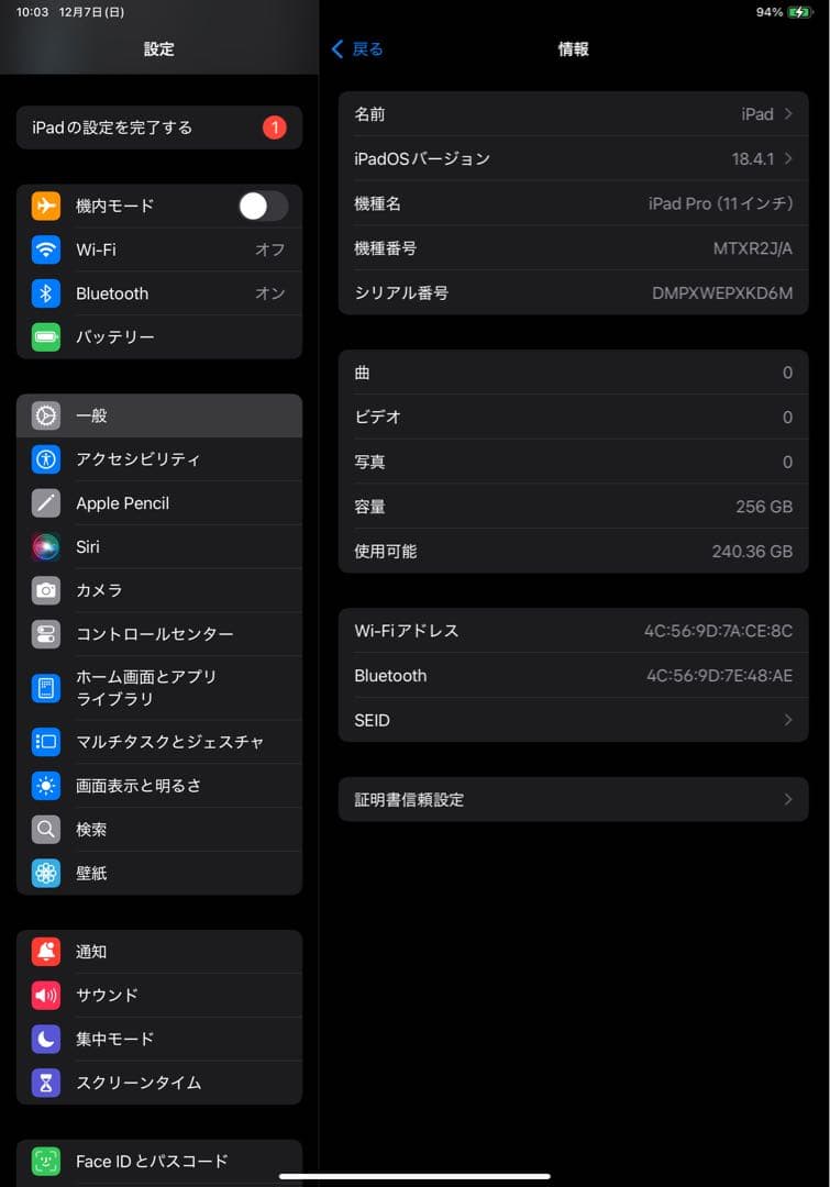 iPad Pro 11㌅ (第一世代 A1980） 本体のみ