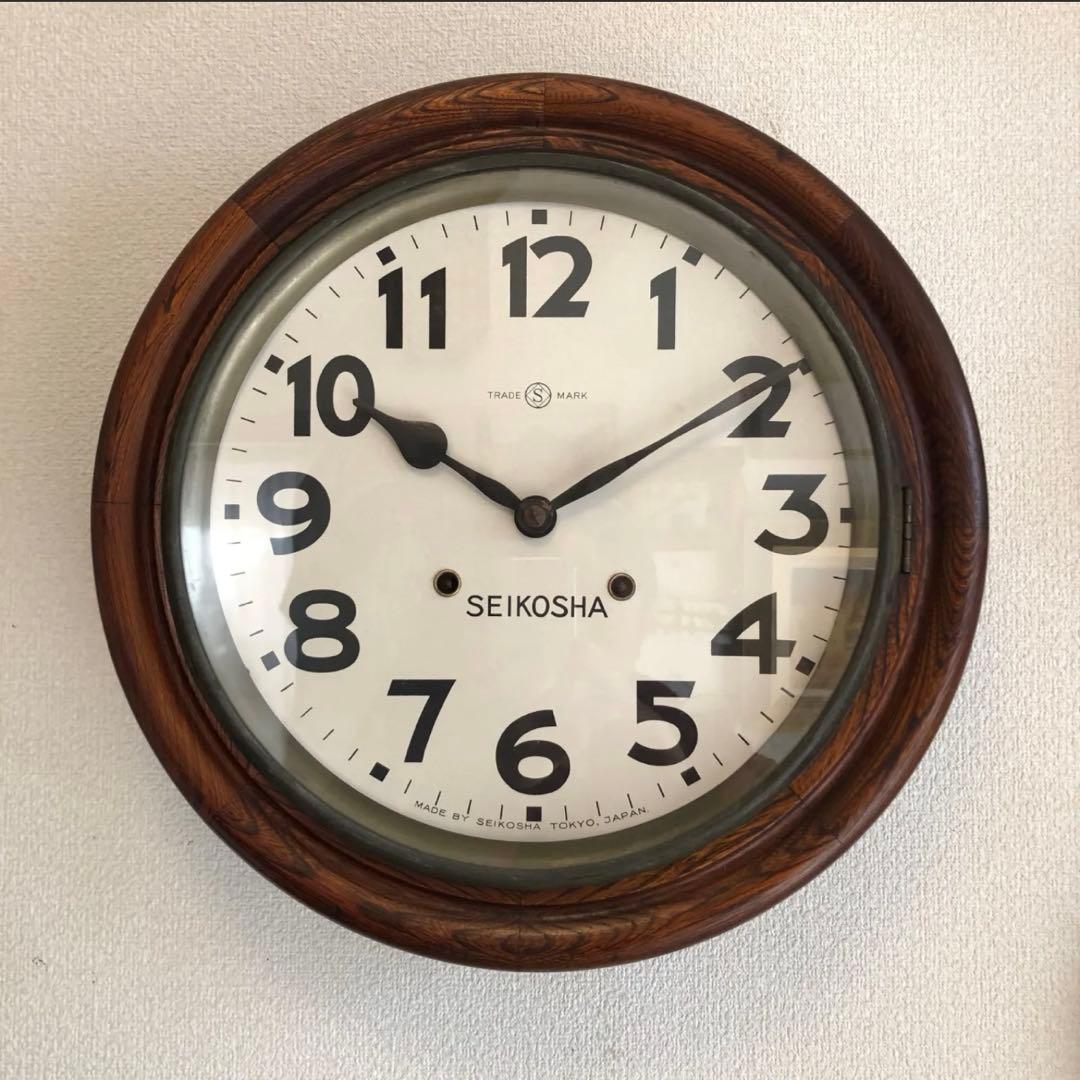 【12/16まで特価】昭和レトロ　精工舎 丸型グレシャム型掛時計 稼働品