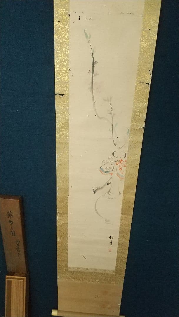 酒井抱一 桃節句 紙本 掛軸 虫食い傷み目立つ 琳派