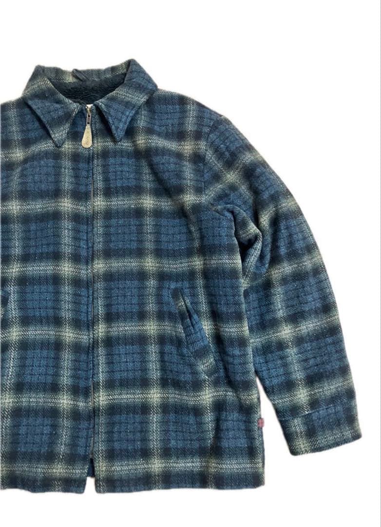 は*と様 Woolrich ブルー系チェックジャケット