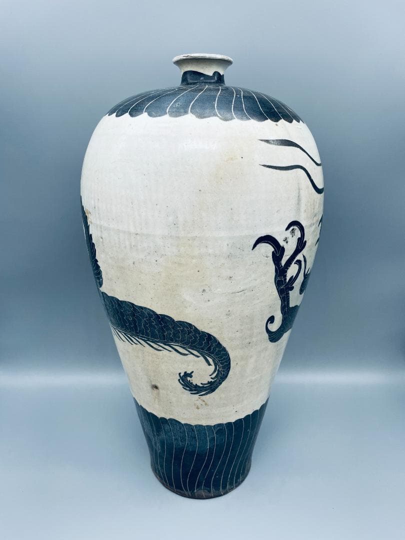 北宋 磁州窯 龍紋 梅瓶 中国陶磁器