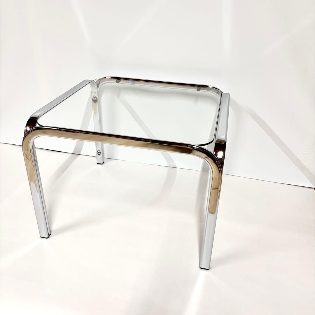 ガラステーブル サイドテーブル クローム スペースエイジ ミッドセンチュリー