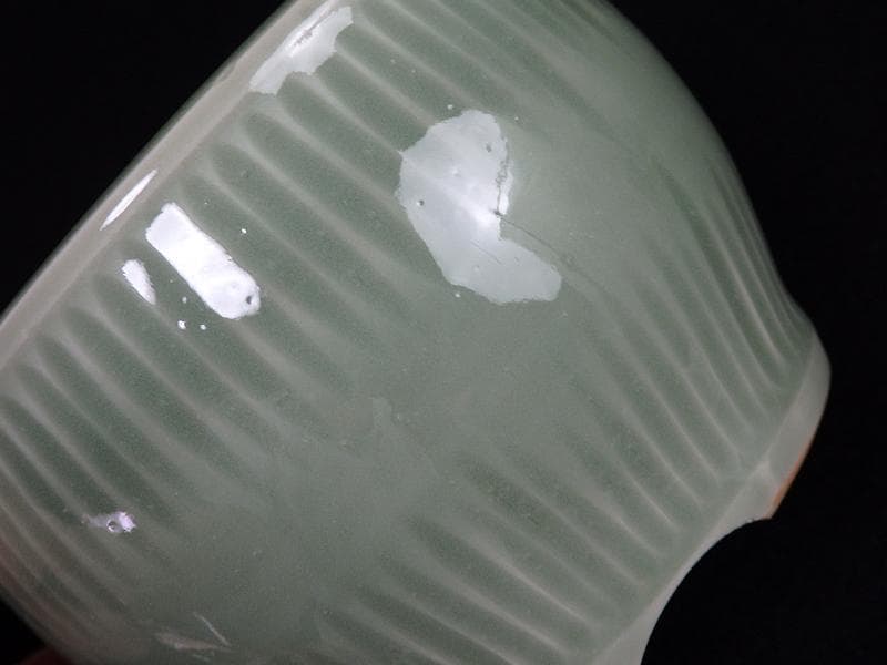 三田青磁　幾何学紋　草紋の図　火入れ　D876AS-Bks