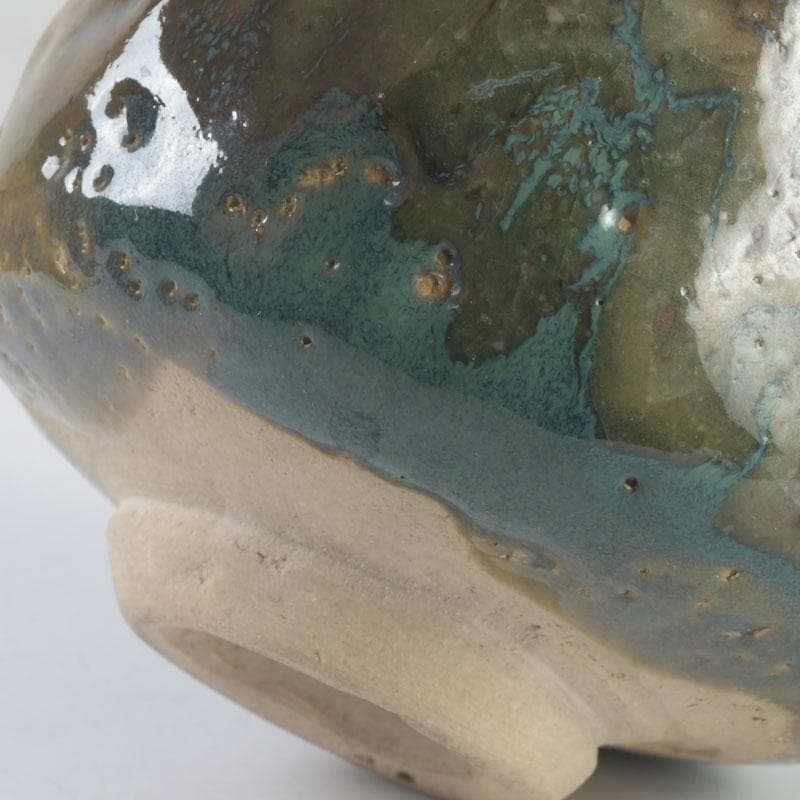 茶道具　琉球焼　壺屋焼　小橋川仁王造　茶碗　共箱　V　9832