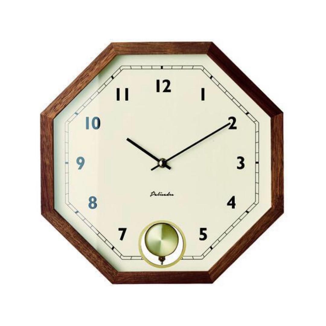 インターフォルム Gorlitz ゲルリッツ 八角 木製 壁掛け時計 ブラウン