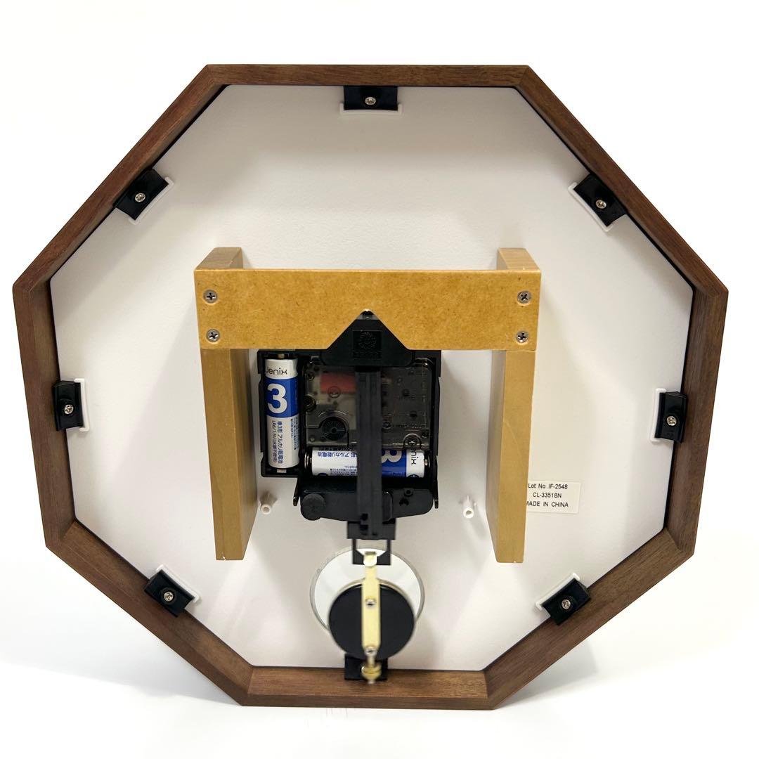 インターフォルム Gorlitz ゲルリッツ 八角 木製 壁掛け時計 ブラウン