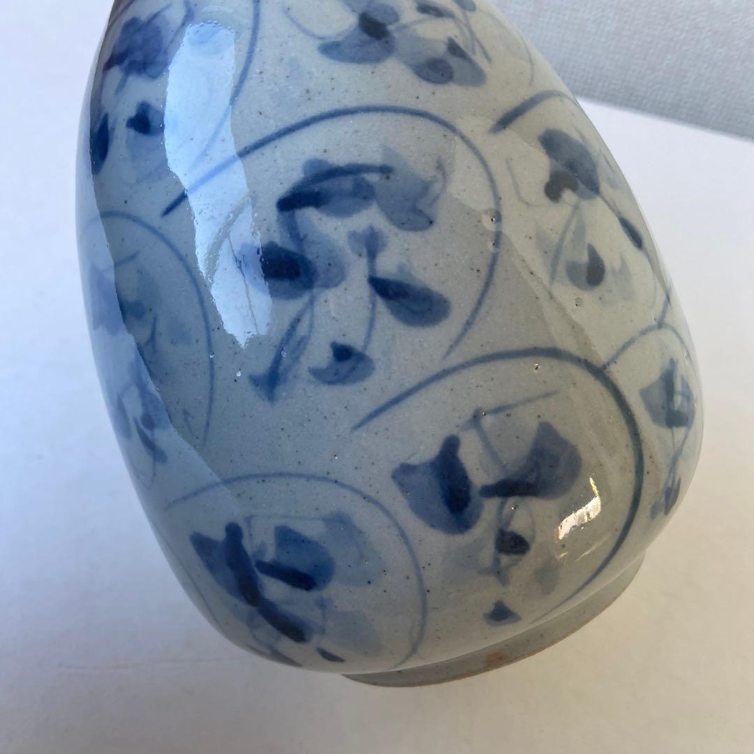 吉川修身　美濃古染付　壷　美濃修身窯　共箱共布