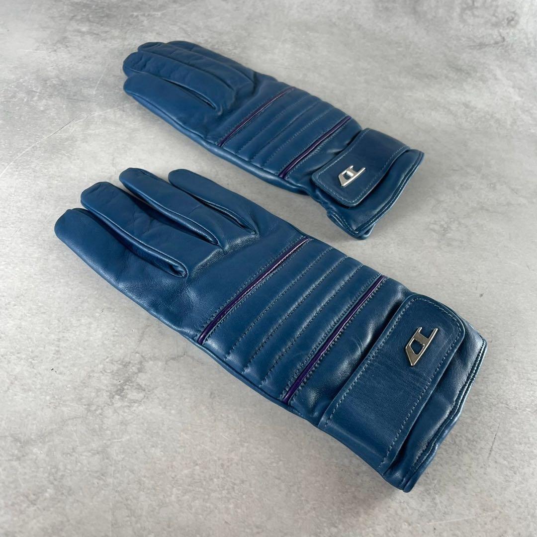 未使用　定価3.5万　ディーゼル　Dロゴ　バイカー　レザーグローブ　ラムレザー