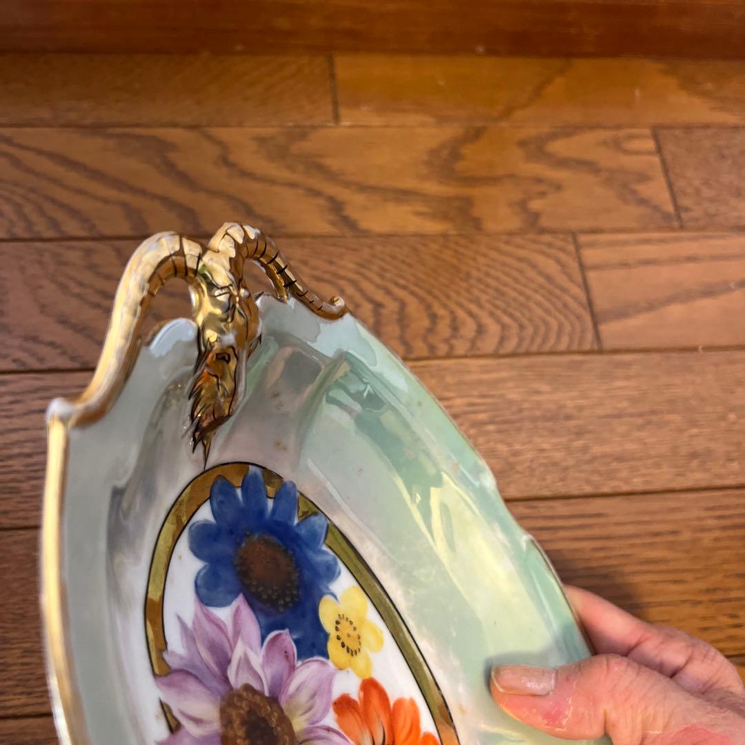 最終処超レアオールドノリタケ山羊持ち手フィギュア変形ボウルラスターM JAPAN