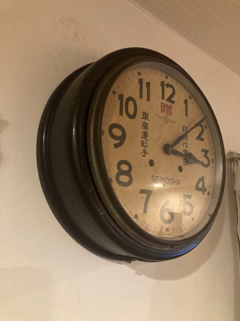 昭和レトロ SEIKOSHAゼンマイ式振り子時計 稼働品 丸型　③