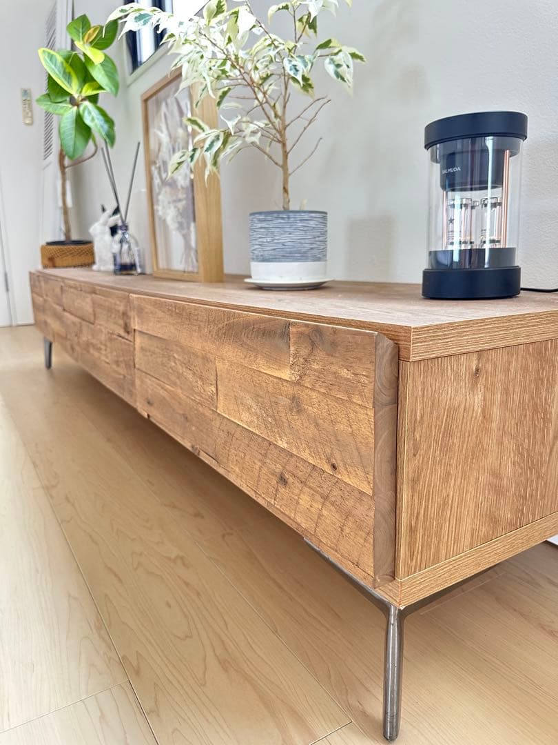 LOWYAテレビ台/テレビボード天然木 スチール脚