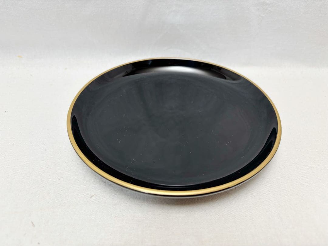 未使用 茶道具 龍作 輪島塗 天然木製 渕金呂色 銘々皿5客揃 茶器 栞 共箱