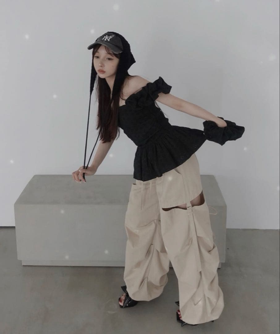 fiction Tokyo サイドカットボリュームパンツ