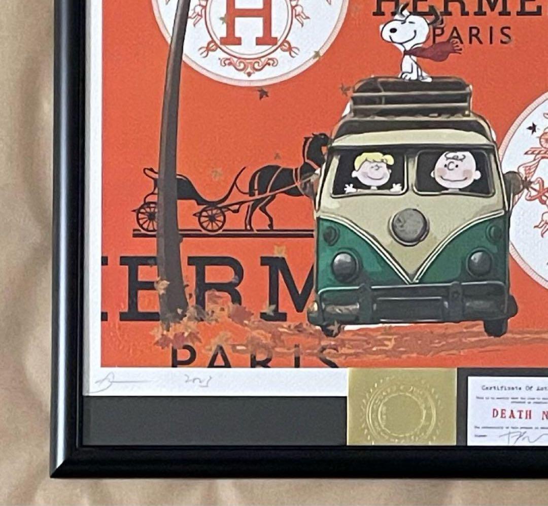 額付き/DEATH NYC/アートポスター/スヌーピー /チャーリーブラウン