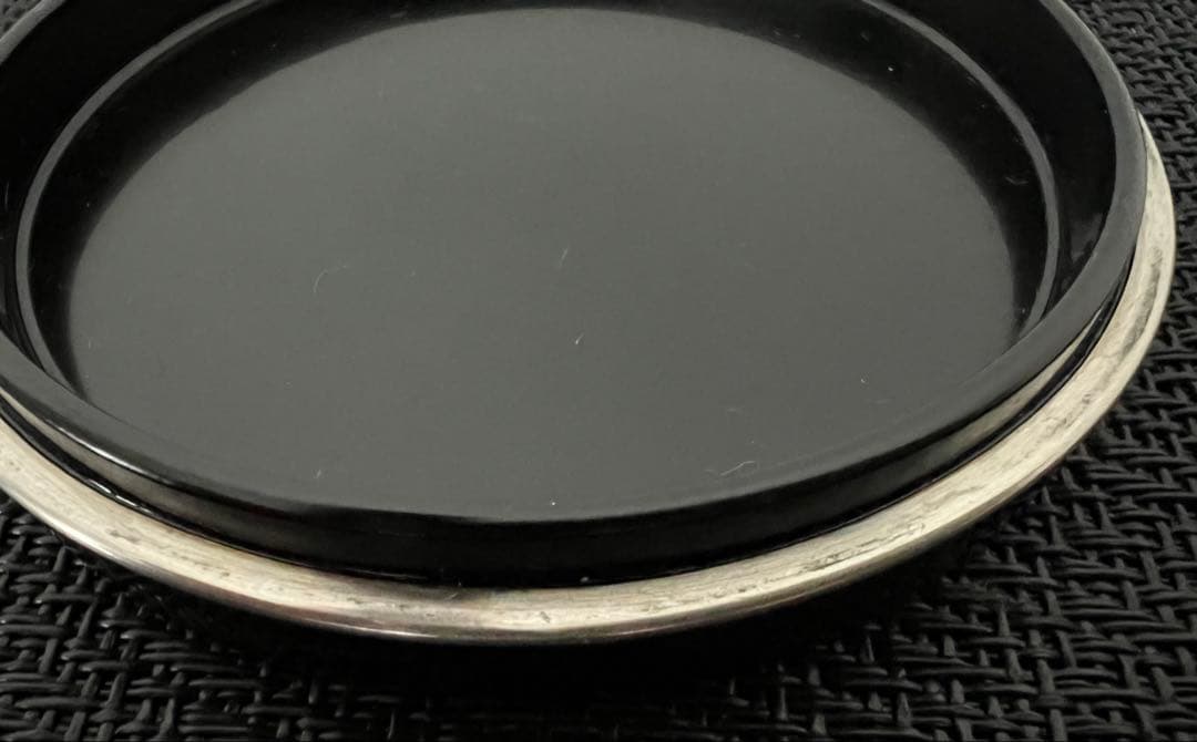 箕輪一星 作 扇面蒔絵香合 銀縁 箱付き