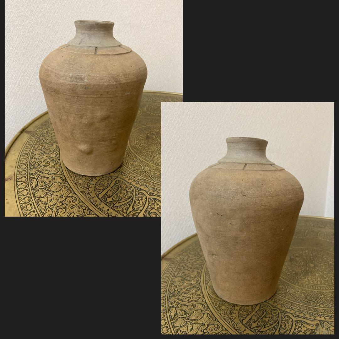 珍品　古壺2点〈検 須恵器　朝鮮　李朝　渥美壺　三筋壺　古越前　古常滑　古備前