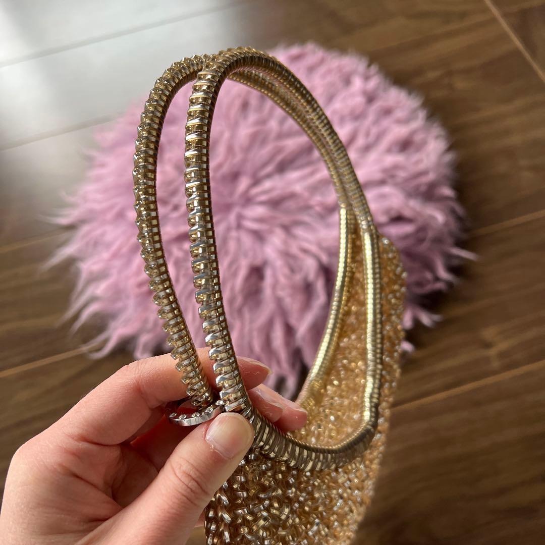 【極美品】AMTEPRIMA アンテプリマ　ラウンドバッグ　シャンパンゴールド