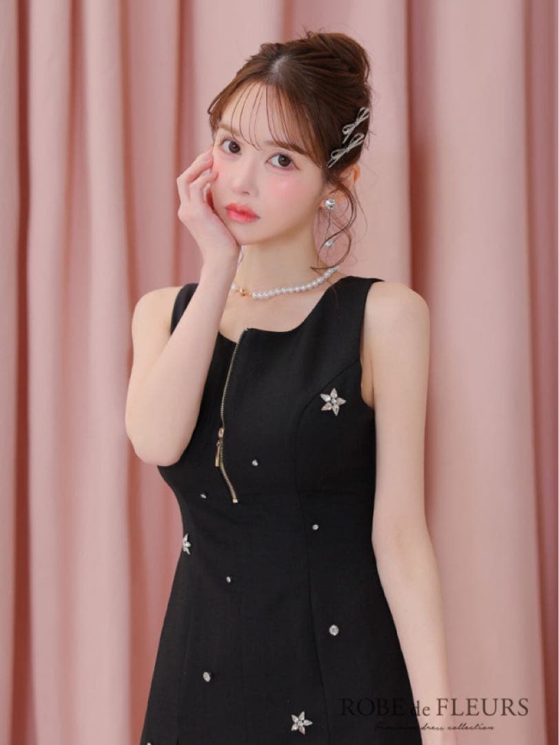 新品　robe de fleurs ドレス　M ブラック　シュガー