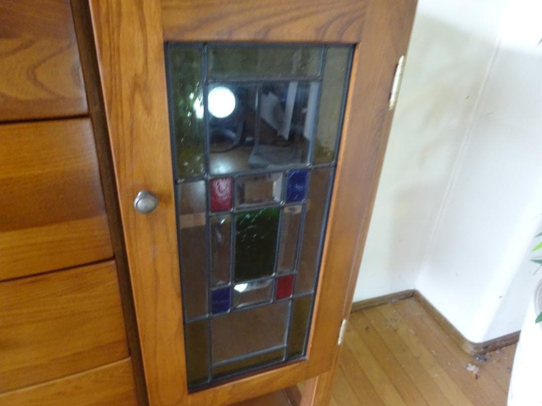 曙工芸　オーロラ3022　キャビネット　電話台　サイドボード　ステンドグラス