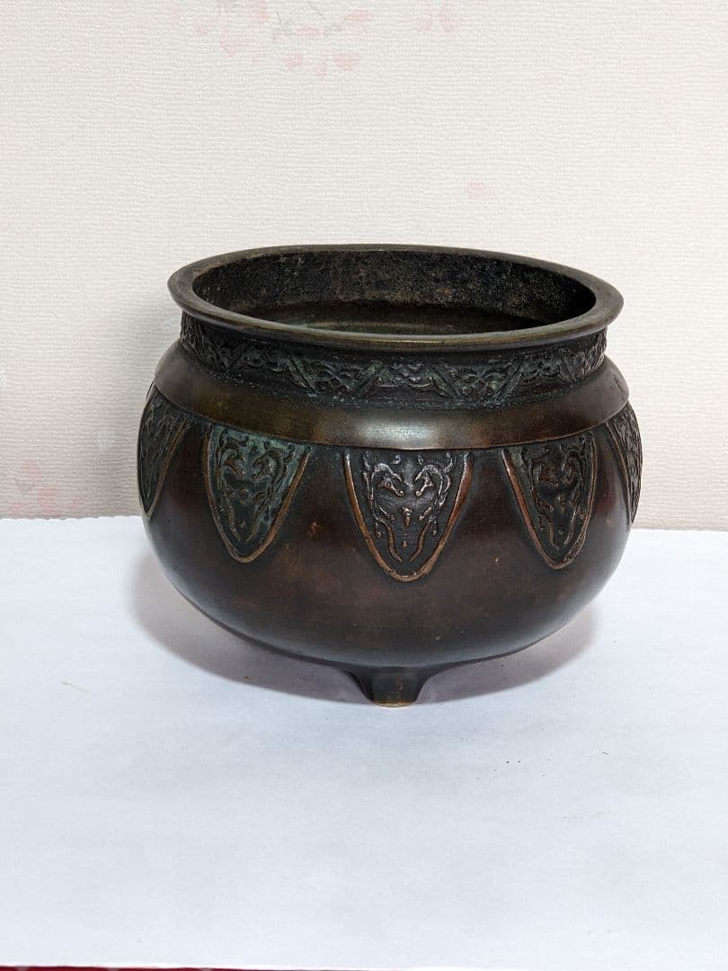 ♦江戸時代 三ツ足 香炉 火入 銅器 銅製 真鍮 コレクション骨董品アンティーク