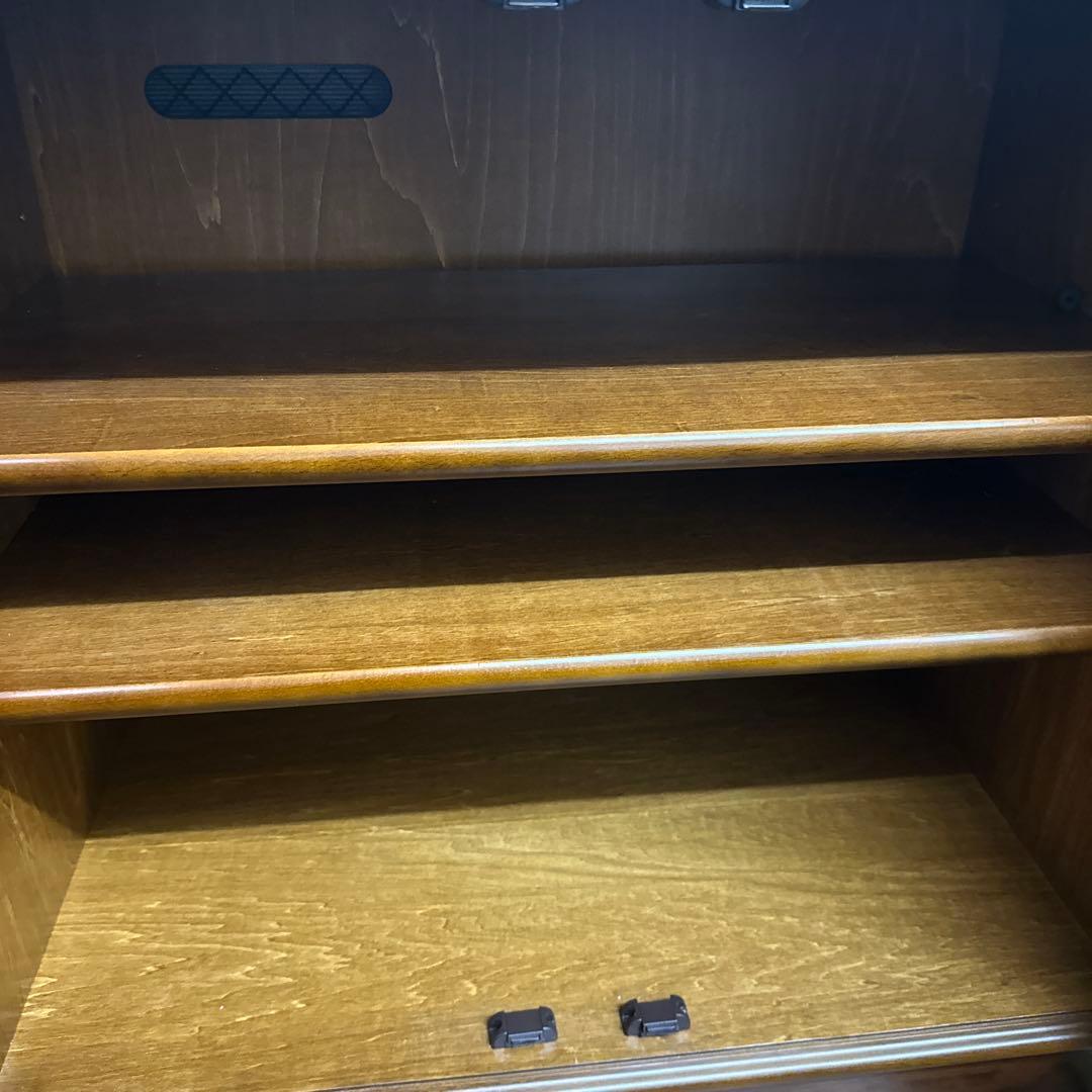 カリモク 木製キャビネット ガラス扉付き 4引き出し