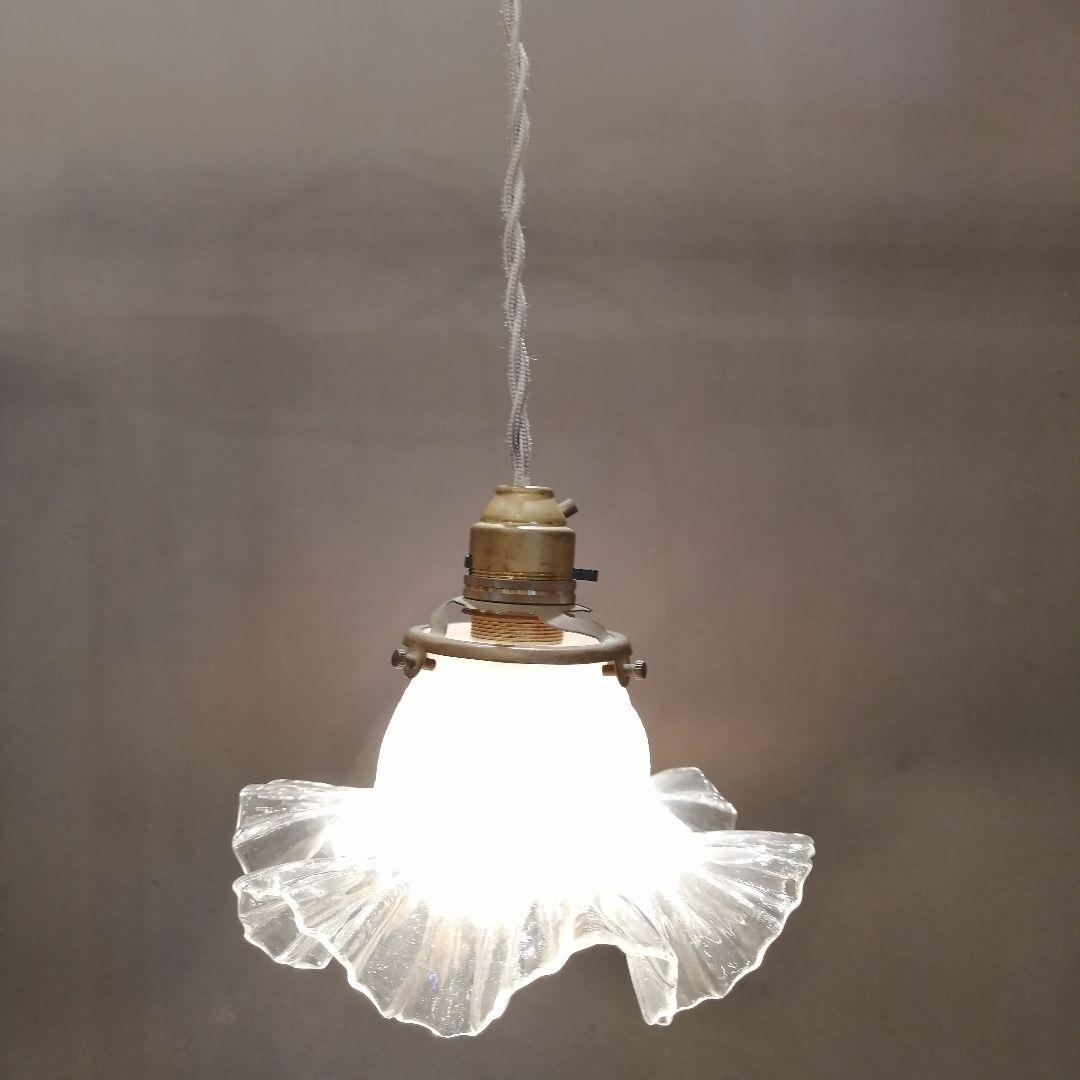 【希少】 ガラス製 ランプシェード フレンチ アンティーク オパールセント