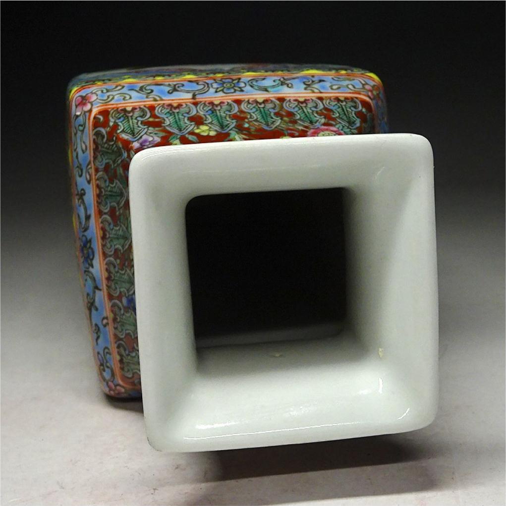 中国古玩 粉彩 花鳥図 花瓶 徳貴作 高約23cm 唐物 時代物 t71088