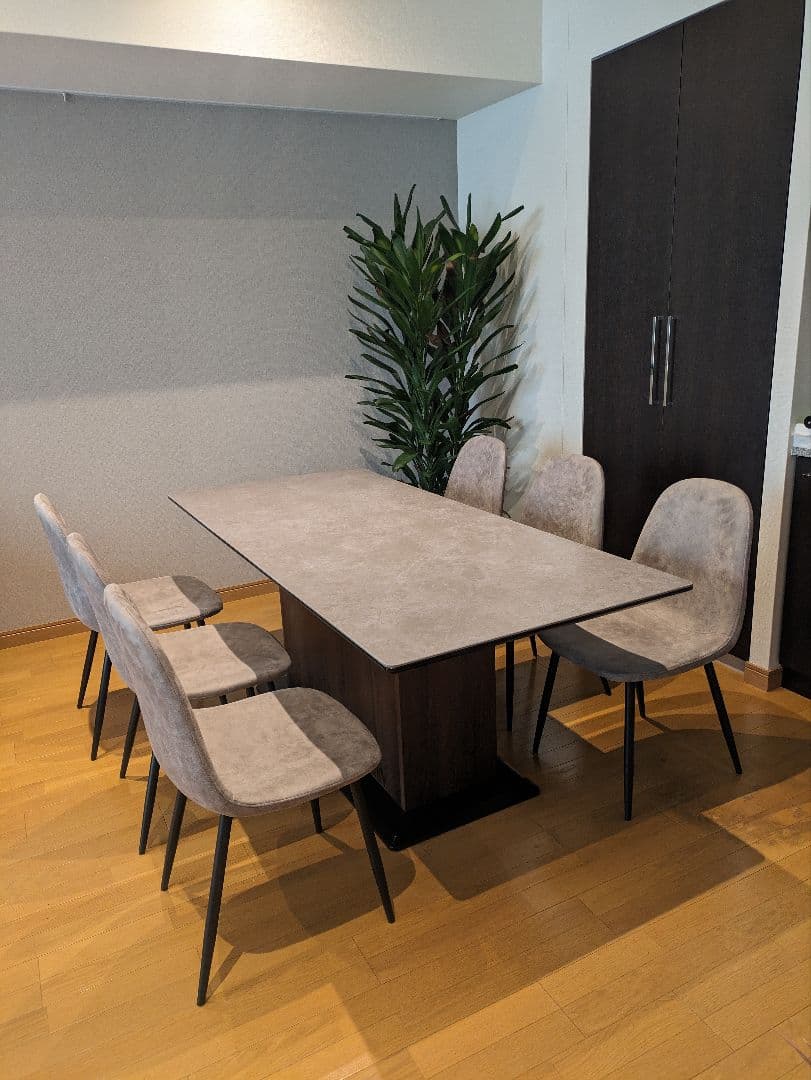 【超美品】収納付きダイニングセット｜高級テーブル＋チェア6脚