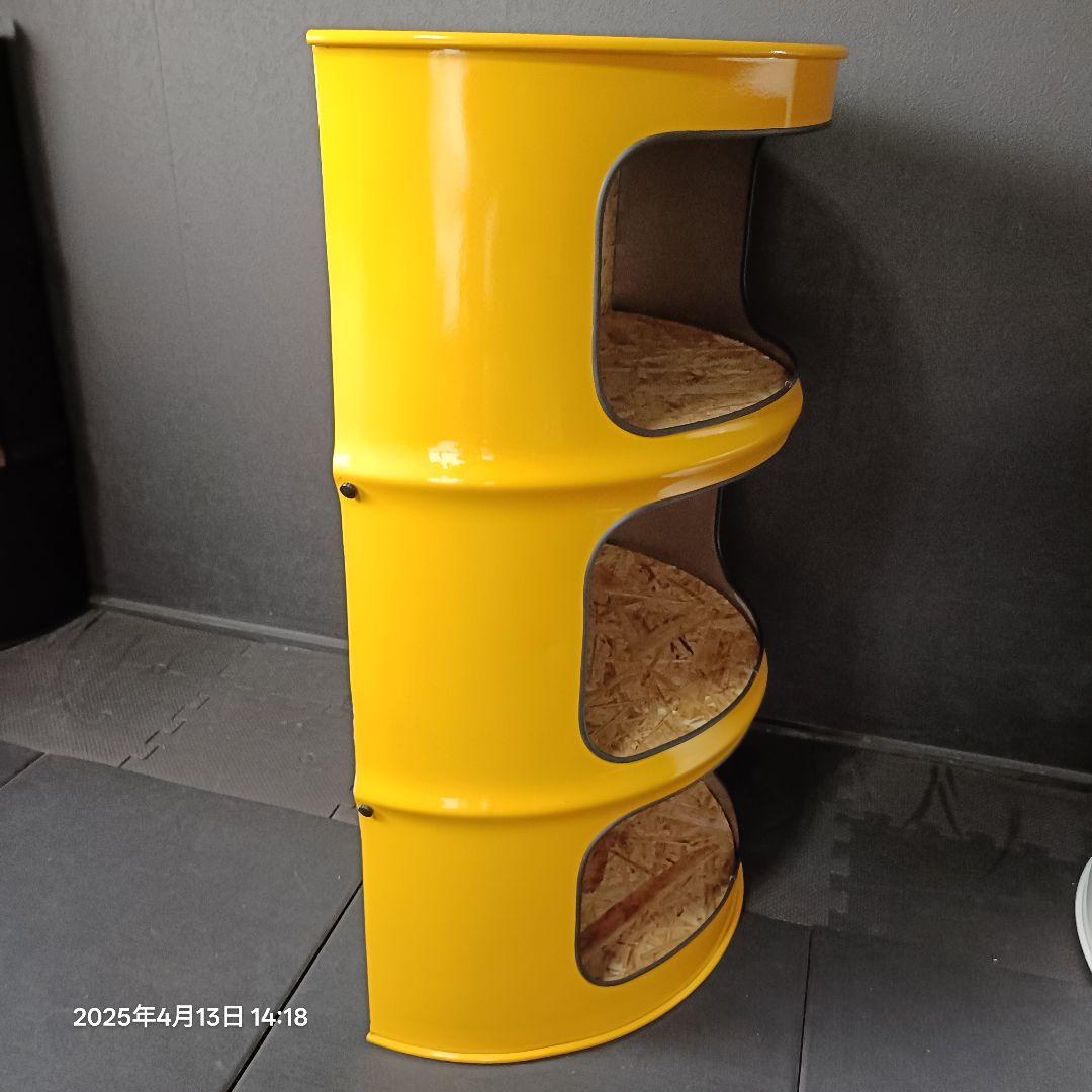 カメムシ品！200㍑ドラム缶remakeBOX３段【イエロー】