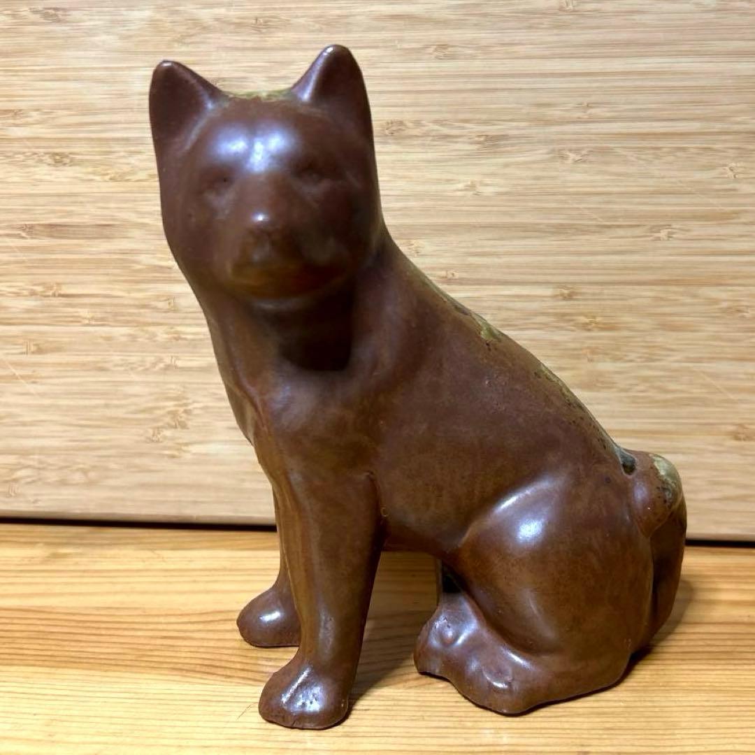 陶器 【丹波立杭焼】犬の置物 茶色　焼き物
