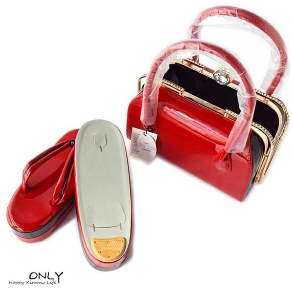 6493 振袖用 バッグセット 幅広 草履 エナメル 合革 バックセット 新品