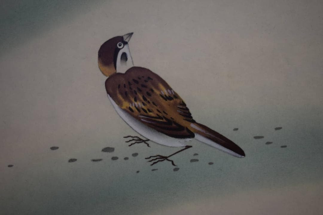 真作/雲鳳/雪中椿/雀図/布袋屋掛軸HJ-770