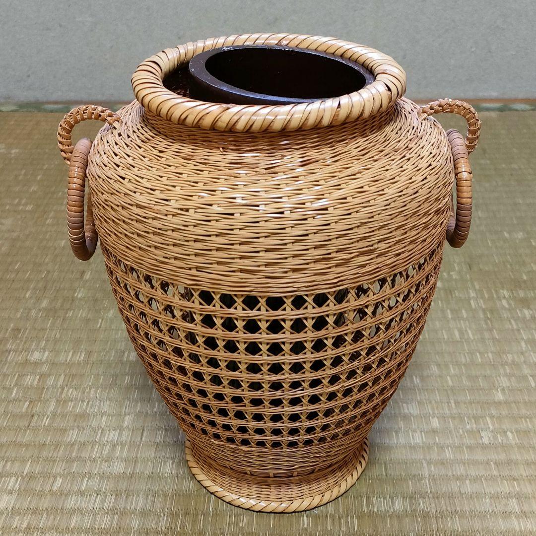 竹花籠　レトロ　竹細工　竹籠　花籠　茶道具　耳付き　生花　竹清　竹清堂
