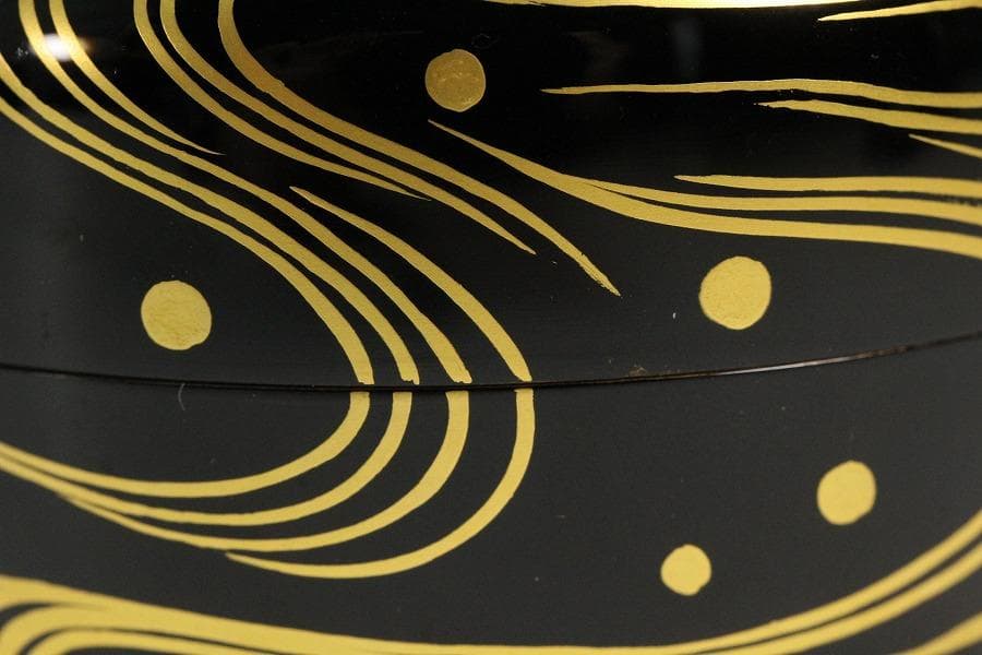 茶道具 花筏蒔絵 乾漆大棗 塗師 奥津一心斎作 共箱 美品(Ｋ-LC711)