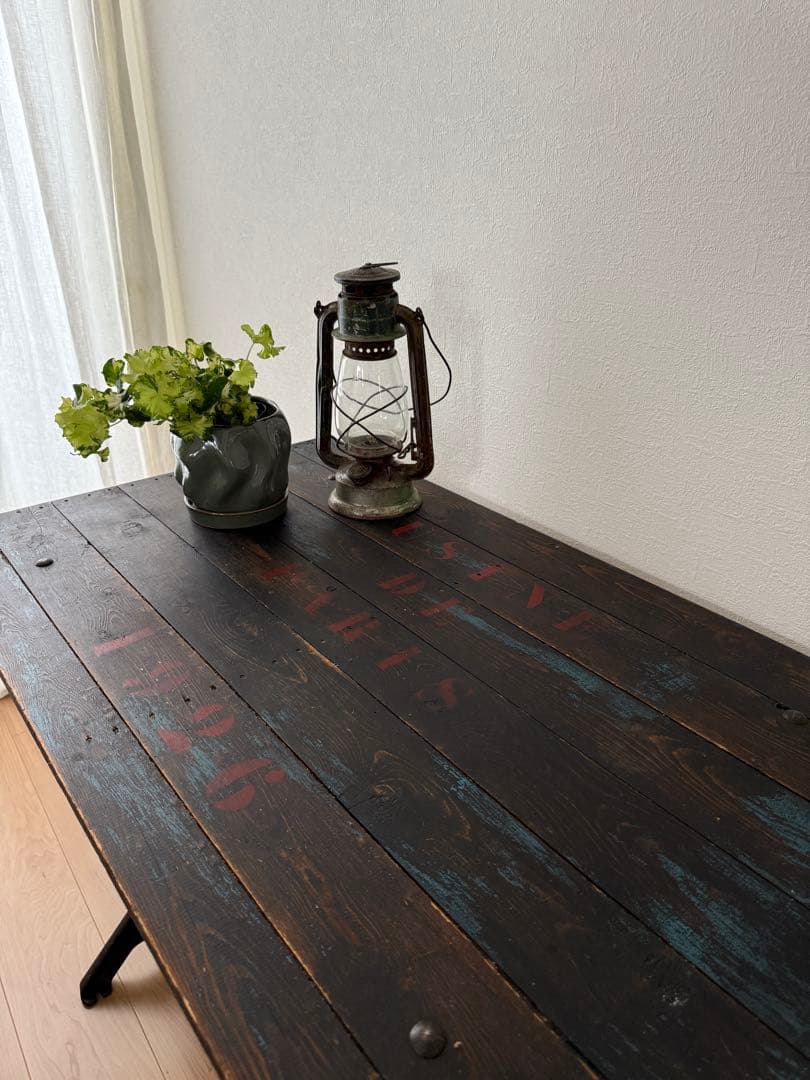 【英国買付・希少】ペイント天板 × SINGER脚 アンティークテーブル