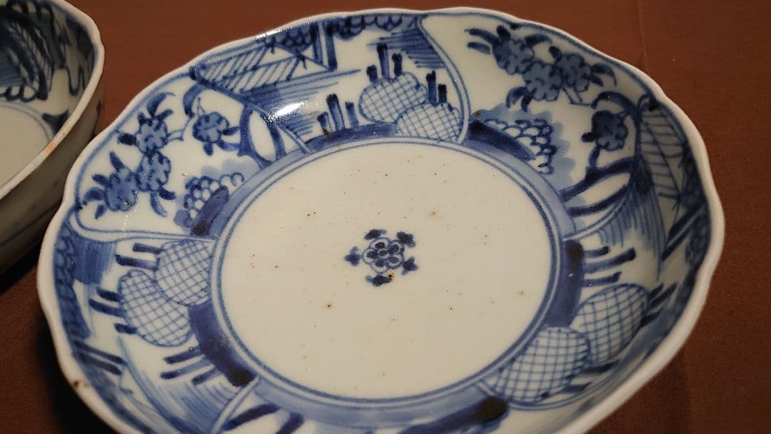 古伊万里　伊万里　染付　江戸期　なます皿　渦福　　２客